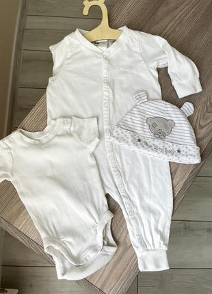 Набір для малюка h&m , боді , ромпер на кнопки та шапочка