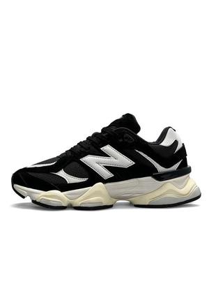 Женские кроссовки new balance 9060 prm black white (нев балансе черные)