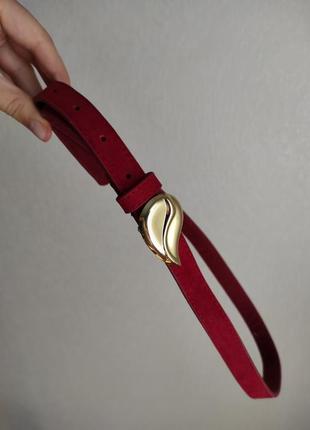 Красный замшевый ремешок с пряжкой листочком m&co2 фото