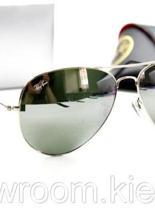 Женские солнцезащитные очки ray ban aviator mirror silver 3026 (2906)