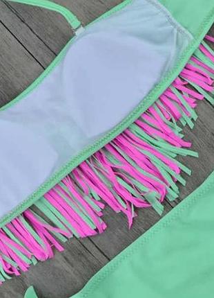 Купальник девочке раздельный салатово-розовый2 фото