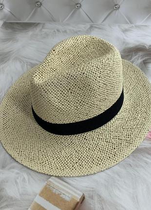 Жіночий літній капелюх федора mizo bang плетений бежевий