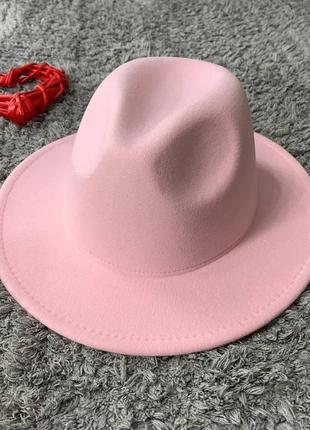 Шляпа федора унисекс с устойчивыми полями original розовая