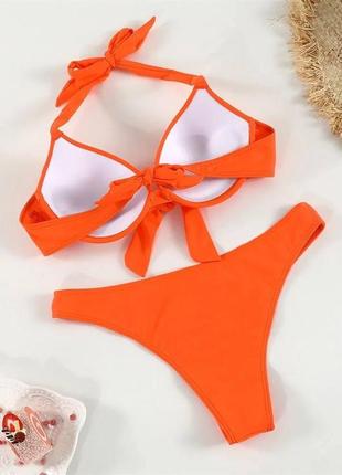 Комплект 3в1: женский купальник с твердой чашкой + юбка парео swimsuit skirt оранжевый8 фото