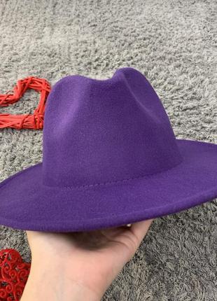 Шляпа федора унисекс с устойчивыми полями original фиолетовая5 фото
