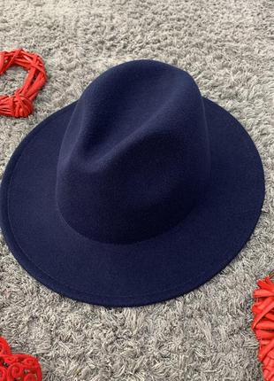Шляпа федора унисекс с устойчивыми полями original темно синяя1 фото