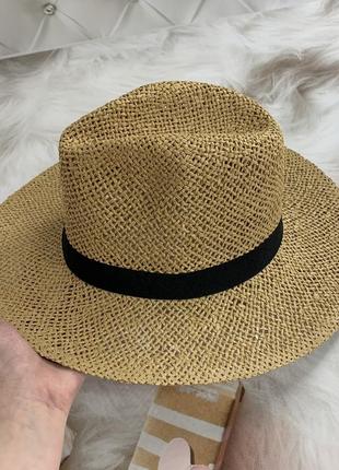 Жіночий літній капелюх федора тканий mizo bang кава з молоком4 фото