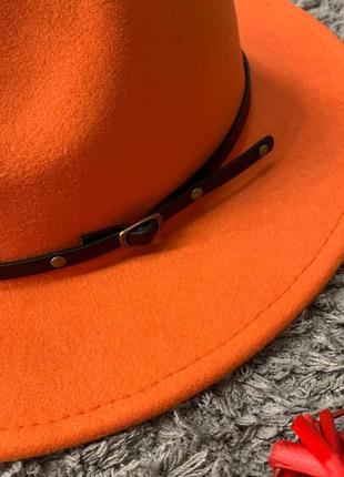 Шляпа федора унисекс с устойчивыми полями classic оранжевая3 фото