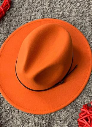 Шляпа федора унисекс с устойчивыми полями classic оранжевая5 фото