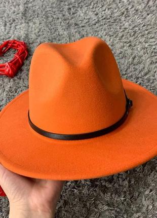 Шляпа федора унисекс с устойчивыми полями classic оранжевая4 фото