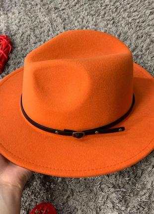 Шляпа федора унисекс с устойчивыми полями classic оранжевая2 фото