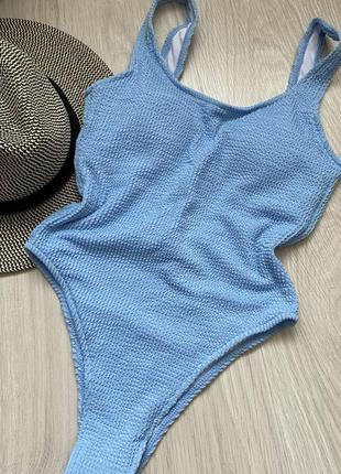 Женский совместный купальник жатка beach bikini голубой7 фото