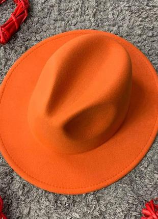 Шляпа федора унисекс с устойчивыми полями original оранжевая5 фото