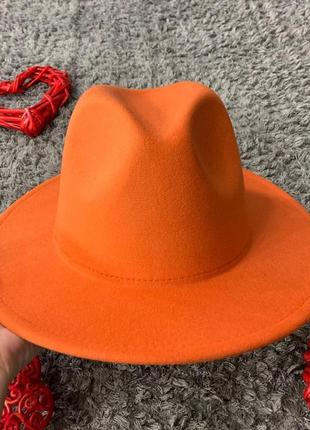 Шляпа федора унисекс с устойчивыми полями original оранжевая4 фото