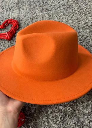 Шляпа федора унисекс с устойчивыми полями original оранжевая2 фото