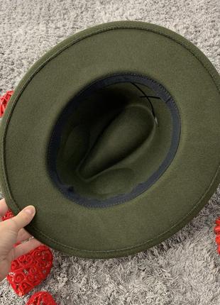 Шляпа федора унисекс с устойчивыми полями original зеленая (хаки)8 фото