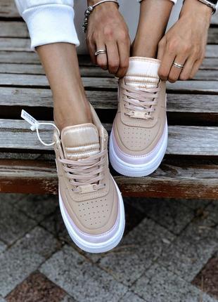 Nike air force jester beige/pink 🆕 женские кроссовки найк аир форс 🆕 бежевые с розовым5 фото