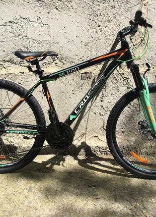 Спортивний велосипед 26 дюймів із перемикачами швидкостей shimano crosser boy xc-200 чорно-зелений