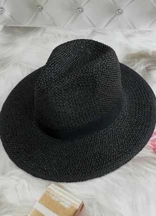 Женская летняя шляпа федора тканая mizo bang черная