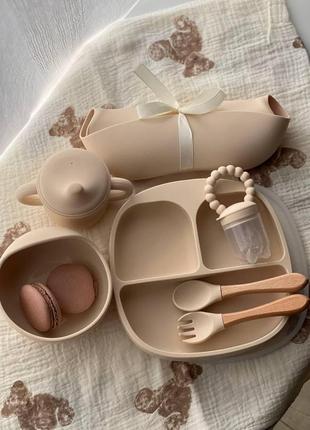 Набір дитячого силіконового посуду (посуд для початку прикорму малюків)3 фото