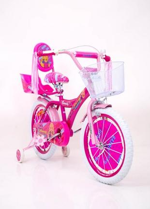 Детский двухколесный велосипед для девочки 20 дюймов с сиденьем для куклы и корзинкой beauty-203 фото