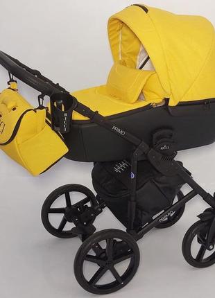 Универсальная детская коляска текстиль 2 b 1 трансформер primo premio ricci желтая