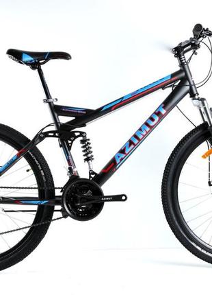 Спортивний гірський велосипед 26 дюймів azimut race shimano 18 рама чорно-синій