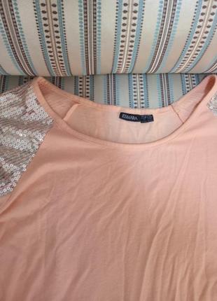 Шикарная футболка персикового цвета с паетками 14/16 р esmara3 фото
