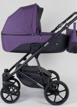 Дитяча універсальна коляска-трансформер із водовідштовхувальної тканини + екошкіра modo m-71206 plum3 фото