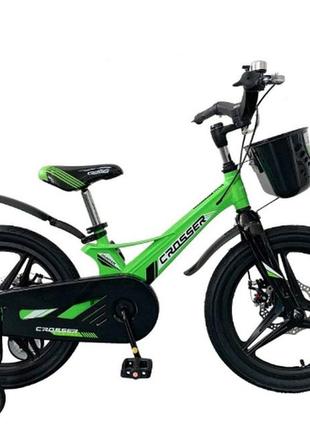 Детский двухколесный велосипед 16 дюймов azimut hunter premium магниевый зеленый