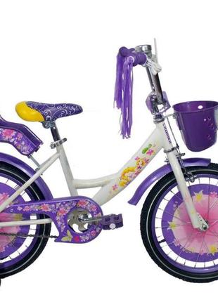 Детский двухколесный велосипед для девочки с корзинкой 18 дюймов  azimut girls фиолетовый