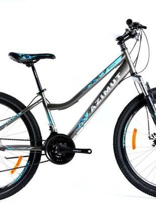 Спортивний велосипед 24 дюйми 12 рама azimut pixel shimano gd сірий