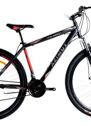Спортивний гірський велосипед 26 дюймів azimut spark shimano 20 рама чорно-червоний