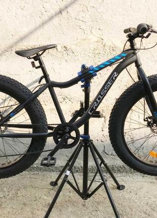 Спортивний велосипед 26 дюймів crosser fat bike (фетбайк) чорно-синій