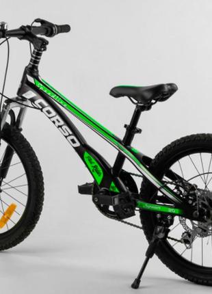 Детский спортивный велосипед 20’’ corso «speedline» магниевая рама, shimano revoshift 74290 черно-зеленый3 фото