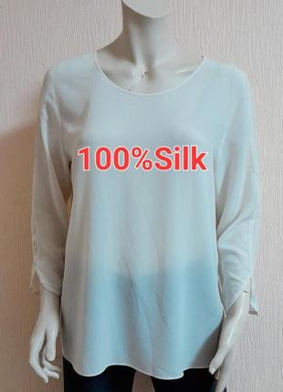Бомбовая шелковая блузка молочного цвета marc cain made in romania, молниеносная отправка1 фото