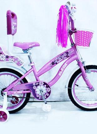 Дитячий двоколісний велосипед для дівчинки 16 дюймів із сидінням для ляльки та батьківською ручкою rueda 1603b