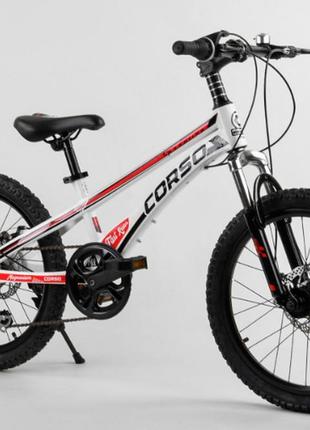 Дитячий спортивний велосипед 20'' corso «speedline» магнієва рама, shimano revoshift 56818 білий