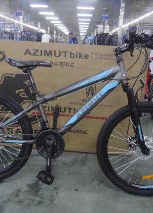 Спортивный горный велосипед 24 дюйма 13 рама azimut extreme shimano gfrd серо-синий