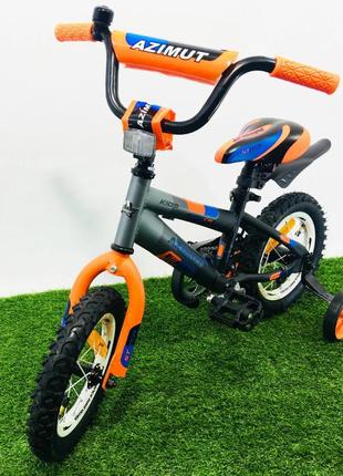 Детский двухколесный велосипед 14 дюймов azimut stitch а оранжевый