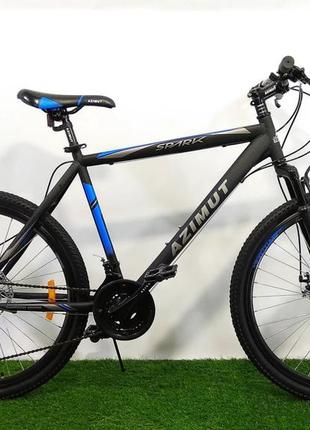 Спортивний гірський велосипед 29 дюймів azimut spark shimano d 19 рама чорно-синій