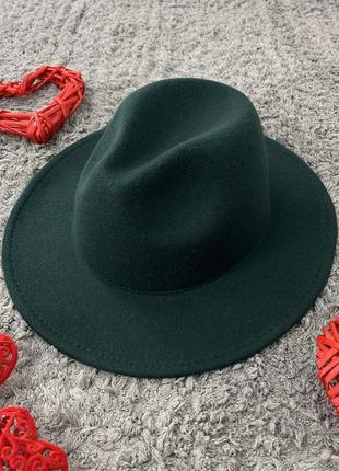 Шляпа федора унисекс с устойчивыми полями original темно-зеленая