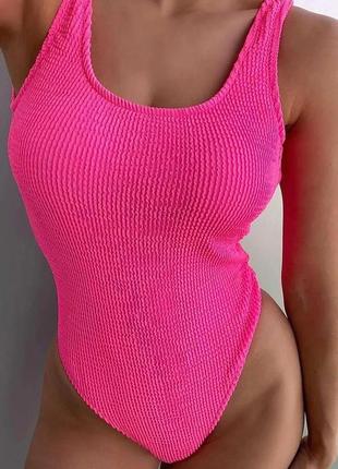 Женский совместный купальник жатка beach bikini розовый9 фото