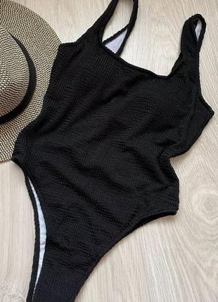 Женский совместный купальник жатка beach bikini черный2 фото