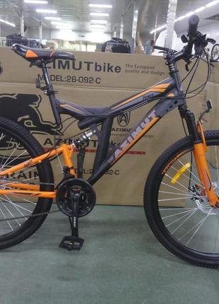 Спортивный двухподвесный велосипед 27.5 дюймов 19 рама gfrd azimut power черно-оранжевый