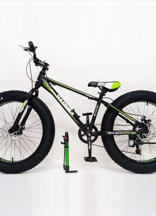 Спортивний велосипед fat bike 24 дюйми 11 рама s800 hammer extrime чорно-зелений
