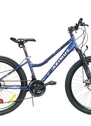 Спортивный горный велосипед 26 дюймов 14 рама azimut pixel shimano gd синий1 фото