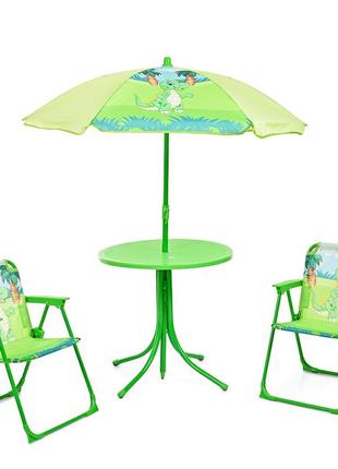 Детский столик со стульчиками и зонтиком 93-74-dino, зеленый