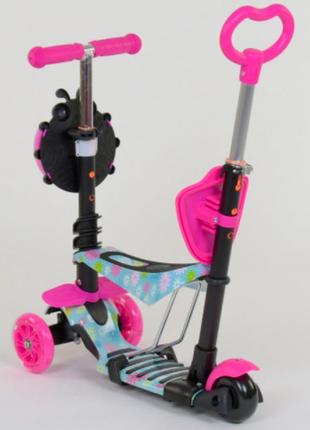 Дитячий самокат 5в1 best scooter абстракція 11210 рожевий2 фото