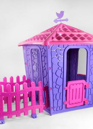 Детский игровой домик с оградой pilsan stone 06-443 фиолетовый